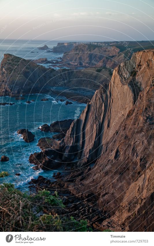 Algarve sunset Nature Landscape Earth Water Sunrise Sunset Rock Coast Ocean Leisure and hobbies Perspective Vacation & Travel Portugal Bird's-eye view