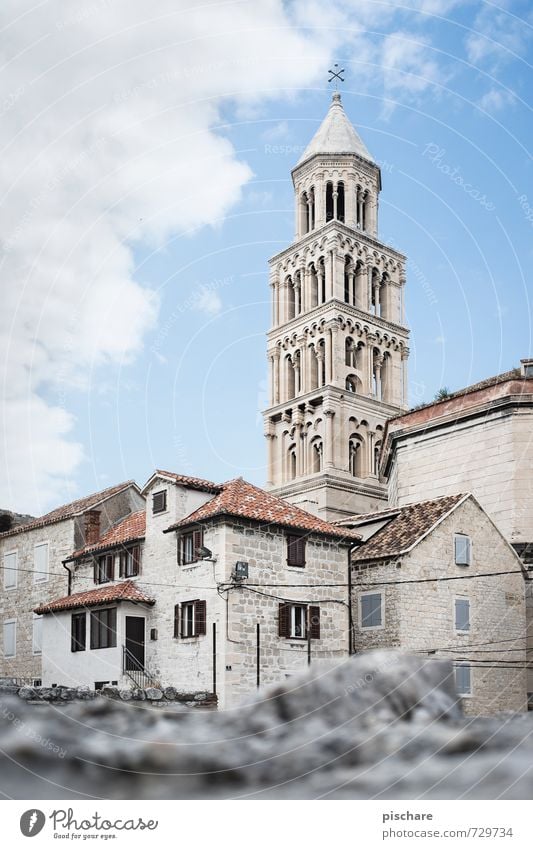 Tower in Split Town Downtown Old town Skyline Deserted House (Residential Structure) Church Manmade structures Architecture Tourist Attraction Croatia