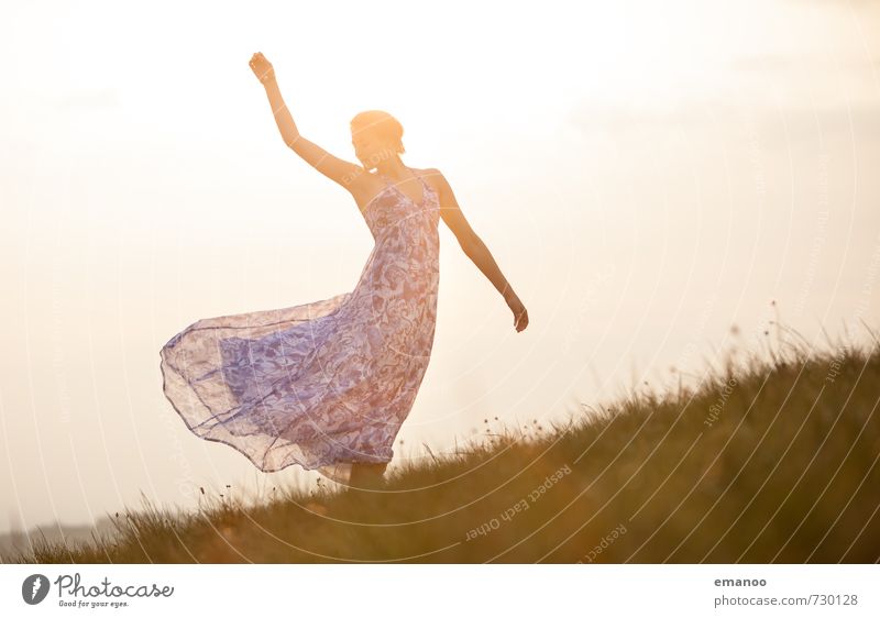 summer girl Lifestyle Style Joy Freedom Summer Sun Dance Human being Feminine Young woman Youth (Young adults) Woman Adults Body 1 Nature Landscape Sky Sunlight