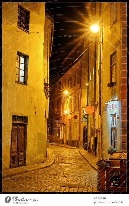 Riga Cobbled Streets I Alley Narrow House (Residential Structure) Dark Cobblestones Bar Latvia Eastern Europe Old town Medieval times Looking