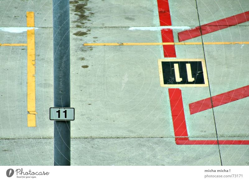 11 Red Yellow Parking Concrete Graphic Multicoloured Abstract Oil slick Airport Line