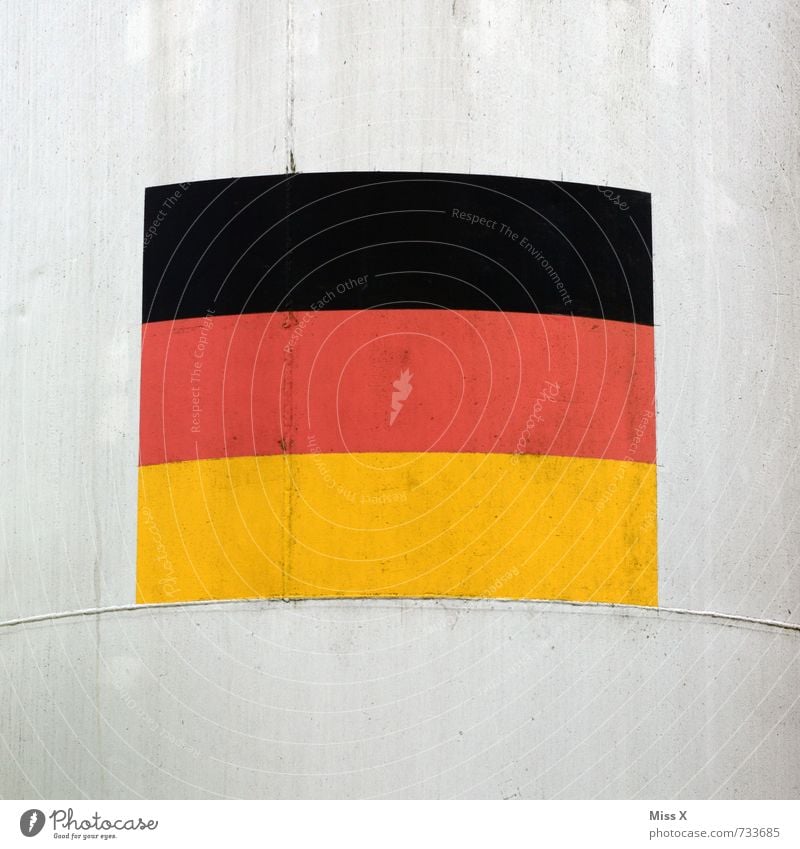 façade Football pitch Stadium Wall (barrier) Wall (building) Facade Concrete Sign Signs and labeling Gold Red Black German Flag Germany World Cup Colour photo