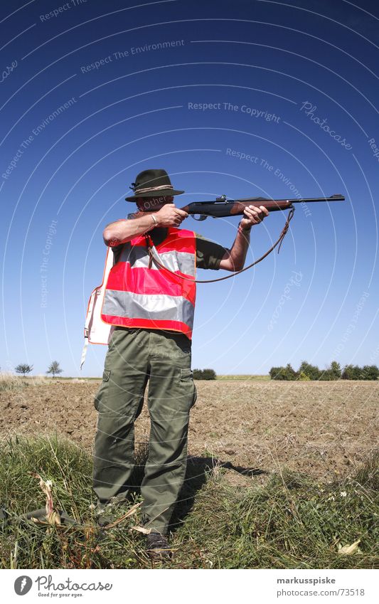 the second hunter Hunter Rifle Shoot Weapon Field Hunting Shot Archer Sky Beautiful weather Signs and labeling