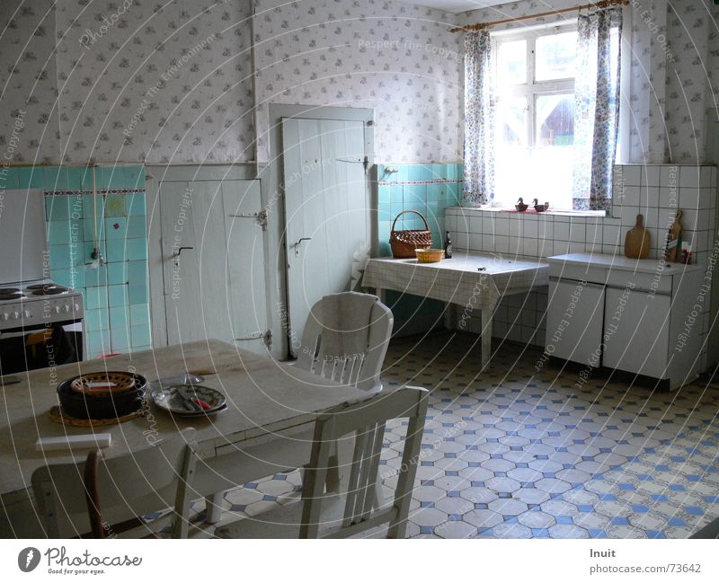 Old kitchen Kitchen Table Derelict Forget Window Precarious Tile