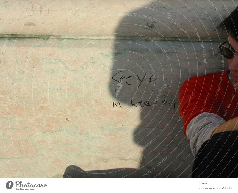 see ya in heaven Man Sunglasses Figure of speech Human being graffiti Shadow