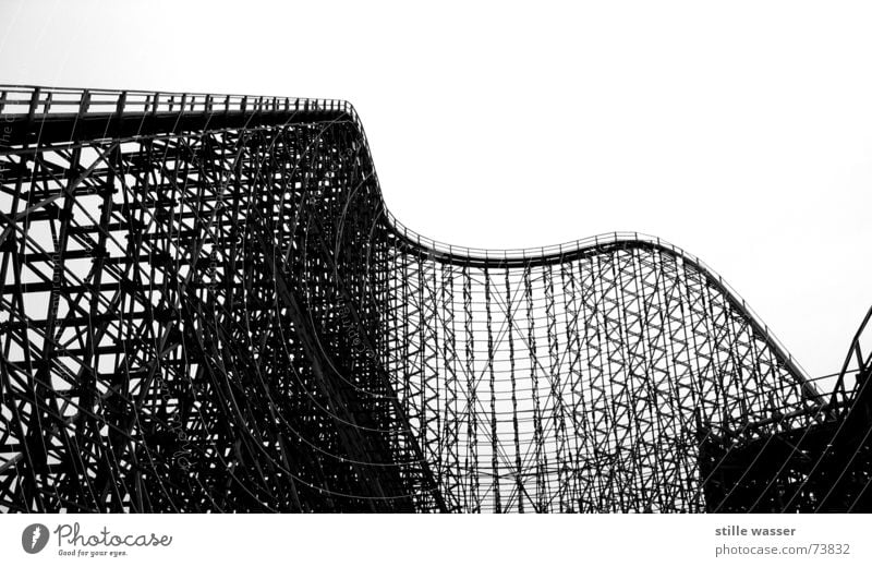 COLOSSOS 1 Roller coaster Family outing Good mood Soltau Leisure and hobbies Speed Joy Black & white photo Dangerous up and down Heide Park mountainous Scream