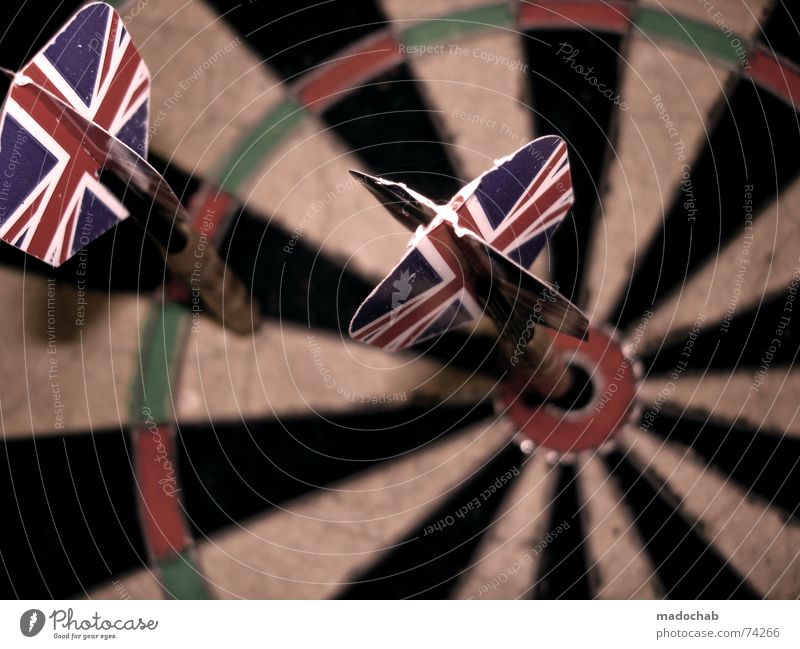BULLSEYE | dart darts arrows sport sports throw unionjack Darts Direct hit Aim Trajectory Far-off places Playing Dartboard Union Jack England Red Green Black