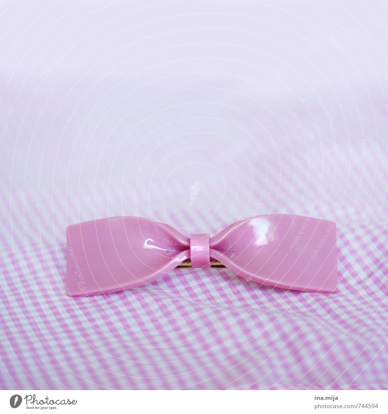 pink bow Fashion Accessory Jewellery Bow tie Elegant Beautiful Pink White Kitsch Loop Checkered Colour Delicate Girlish Cute Hair accessories Brooch