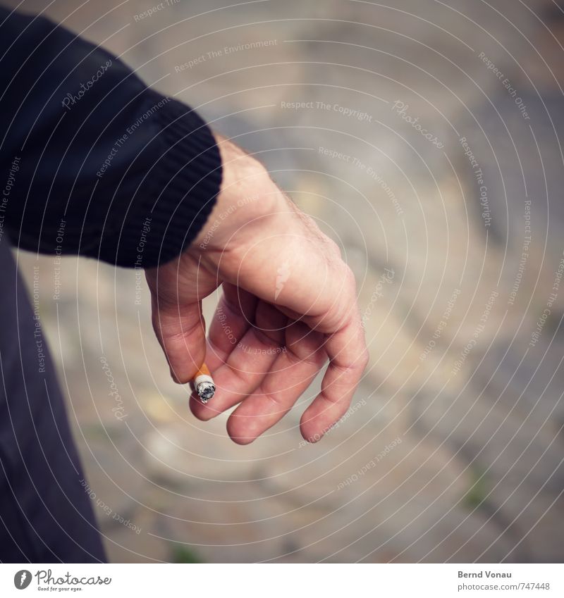 At the end of the day. Skin Healthy Smoking Relaxation Man Adults Hand Fingers Smoke Hang Sit Brown Black End Break Addiction Cigarette Tobacco products sleeve