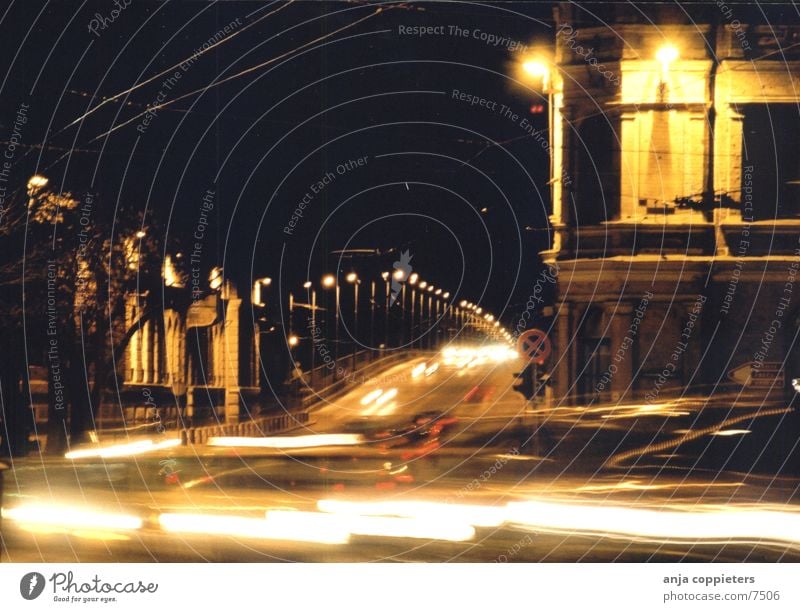 Don't Stop Driving Light Street lighting Transport Car Evening Movement Bridge