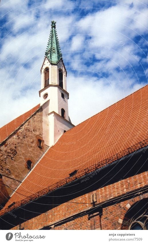 No title Riga Latvia Spire Roof Red Europe Baltic region Old town Religion and faith Sky Blue