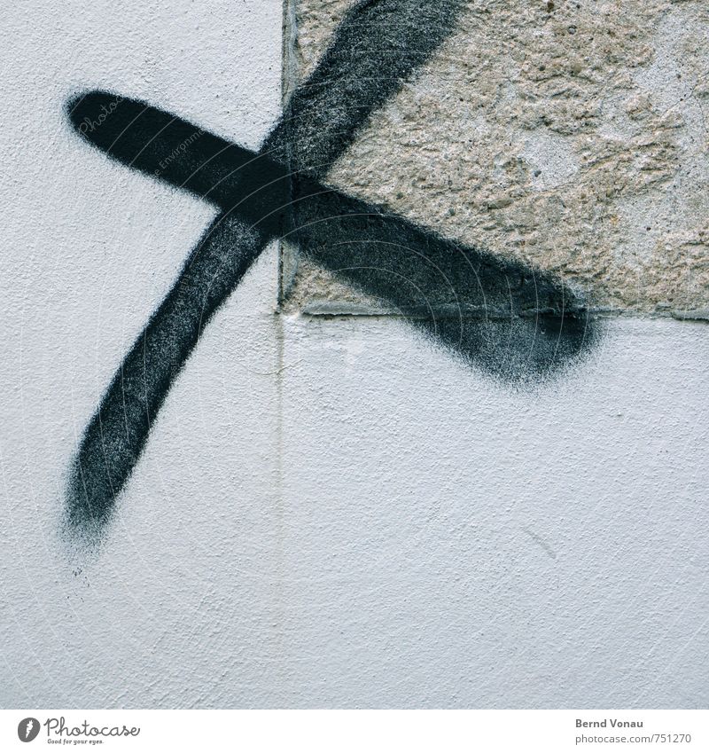 tick in bold type Crucifix Select Wall (building) Black Gray Spray Spray can Graffiti Plaster Rough Fog Vandalism Town Signs and labeling Symbols and metaphors