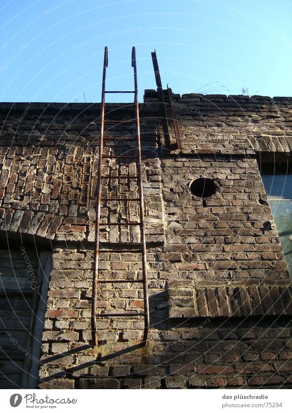 ethereal Wall (barrier) Window Sky Ladder Stone Hollow rusty ladder Door
