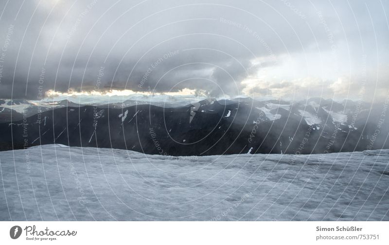 Kebnekaise Nature Clouds Fog Snow Mountain Peak Cold Snowfall Sweden Colour photo Exterior shot Deserted Panorama (View)