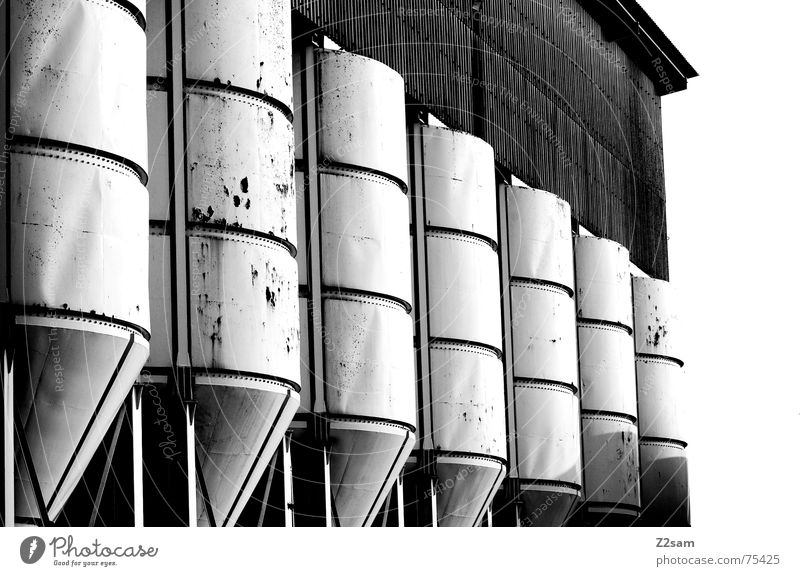 in row and member bw Silo Keg Industrial Photography White Broken Yellow Pattern Abstract Style 2 Side by side Attic Rust Trashy Structures and shapes Row