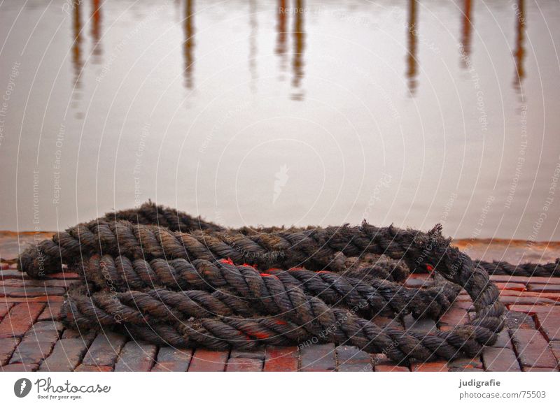 cordage Rope Brick Harbour Reflection Red Navigation Fishery Stone Water Colour North Sea Paving stone