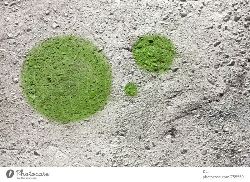 Green dots Wall (barrier) Wall (building) Stone Graffiti Round Town Silver Colour Inspiration Creativity Circle 3 Colour photo Exterior shot Abstract