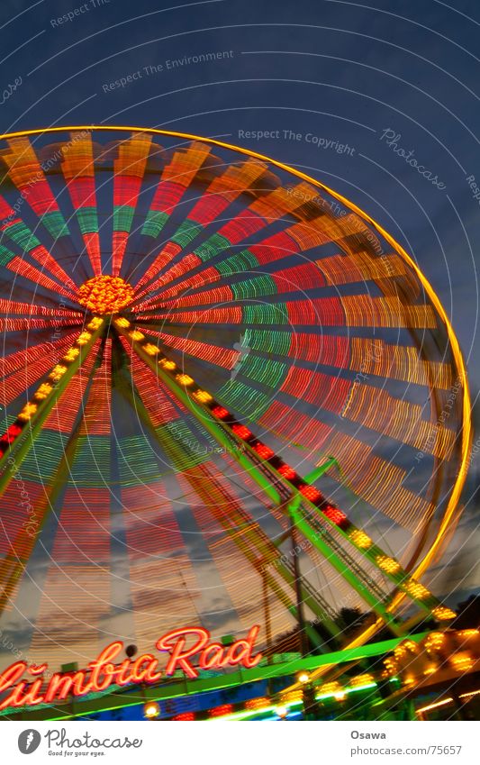 We're going round in circles... Part 2 Ferris wheel Fairs & Carnivals Round Tracer path Twilight Theme-park rides Carousel Circle Movement Light Dusk