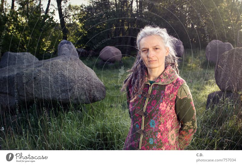 Mrs. Jung Woman Adults Female senior 45 - 60 years Coat Gray-haired Long-haired Stone Authentic Green Pink Wisdom Smart Stone circle Granite Dreadlocks Iconic