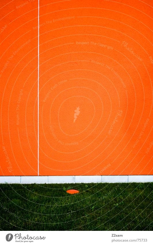 minimal II Wall (building) Abstract Minimal Geometry Line Meadow Grass Green Orange Reduce Simple Structures and shapes Circle Point Divide