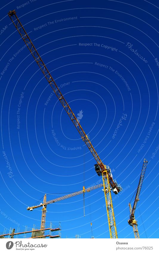 construction cranes Crane Outrigger Sky blue Construction site Blue Build