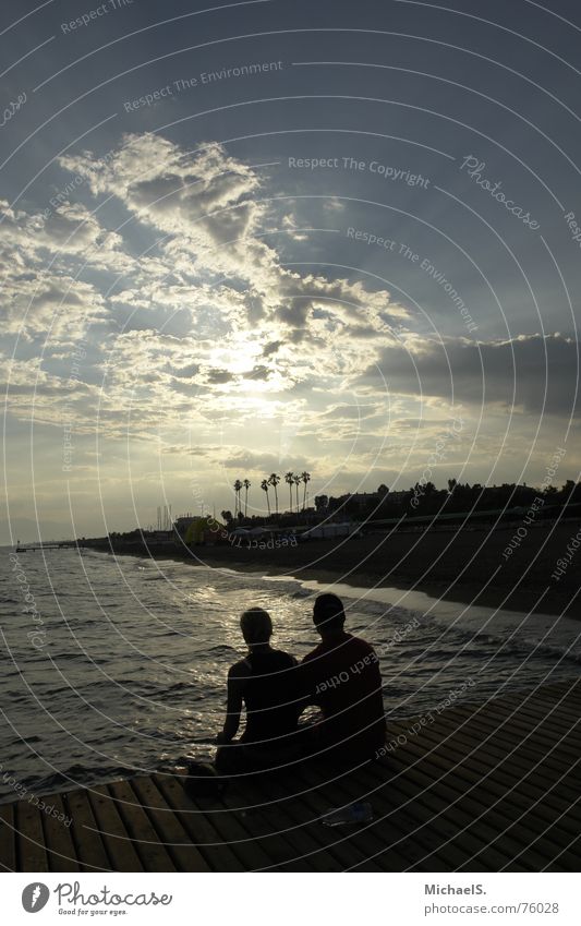 together Goodbye Together Ocean Footbridge Friendship Beach Sunset Clouds Sky Love