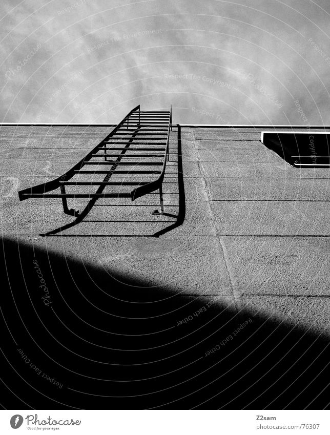 Stairway to heaven II Fire ladder House (Residential Structure) Wall (building) Facade Window Rung Geometry Simple Roller blind Sky stairway stairs Ladder Line