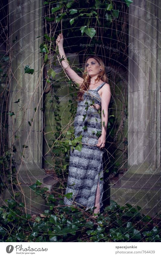 In the Ivy Garden Human being Feminine Young woman Youth (Young adults) 1 18 - 30 years Adults Park Manmade structures Facade Tourist Attraction Hang Dark Blue