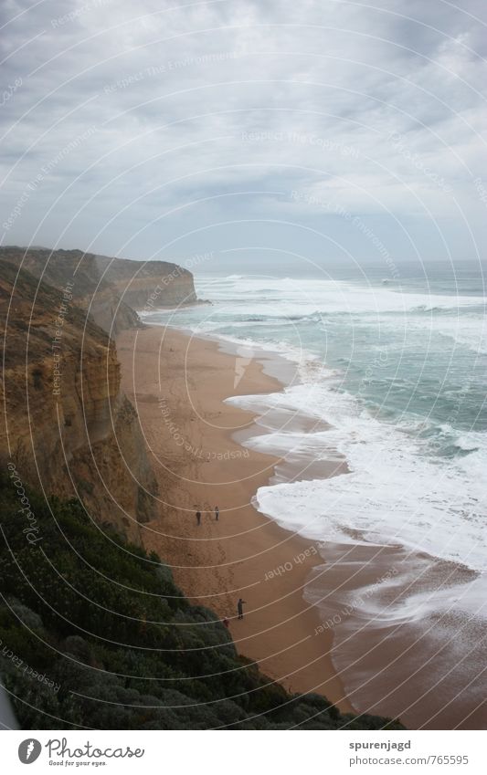 coastal fog Hiking 3 Human being Landscape Sand Water Clouds Autumn Rock Waves Coast Ocean Authentic Respect Adventure Pure Great Ocean Road Tracks Rough