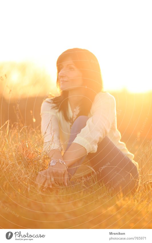 summer Happy Harmonious Well-being Relaxation Calm Sun Human being Feminine Woman Adults 1 30 - 45 years Sunrise Sunset Sunlight Spring Summer Beautiful weather