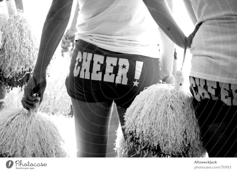 Cheer! Cheerleader Applause Black White Woman Hind quarters Rear view Tuft Black & white photo things cheer