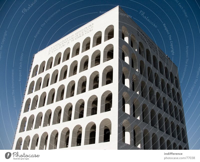 Palazzo della Civiltà Italiana *one* Rome Italy Monument building palace arcs marble historical Euro neoclassical architecture