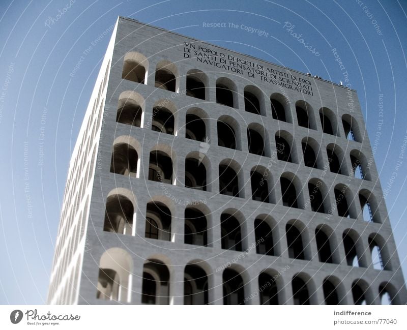 Palazzo della Civiltà Italiana *three* Rome Italy Monument building palace arcs marble historical Euro neoclassical architecture