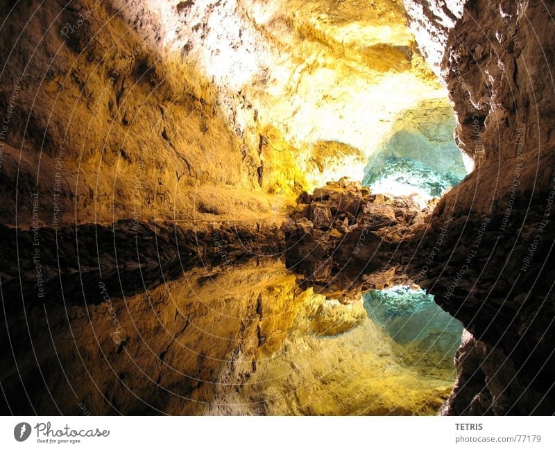 Canyon or lake ? Lava Cave Stalactie cave Lanzarote Vacation & Travel Volcano lawa Canaria holiday vacaution Stone