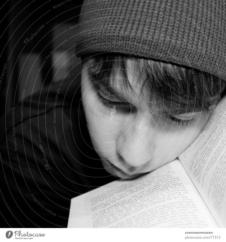 BOOKMARK Cap Portrait photograph Book Letters (alphabet) Man Masculine Grief Reading Literature Print media Think Remember Thought Human being