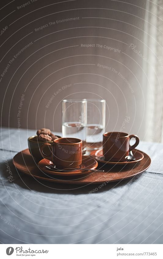espresso To have a coffee Beverage Cold drink Drinking water Espresso Crockery Cup Glass Tray Esthetic Good Delicious To enjoy Thirst Colour photo Interior shot
