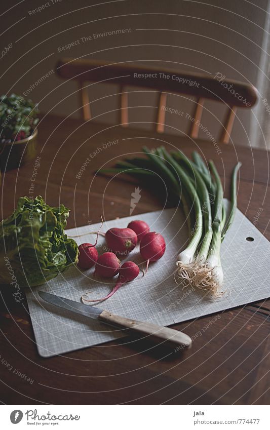 Ingredients Food Vegetable Lettuce Salad Radish spring onion Nutrition Organic produce Vegetarian diet Knives Chopping board Healthy Eating Fresh Delicious