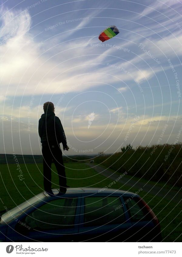 kites Meadow Horizon Car roof Kite Sky Wind Blue steering mat