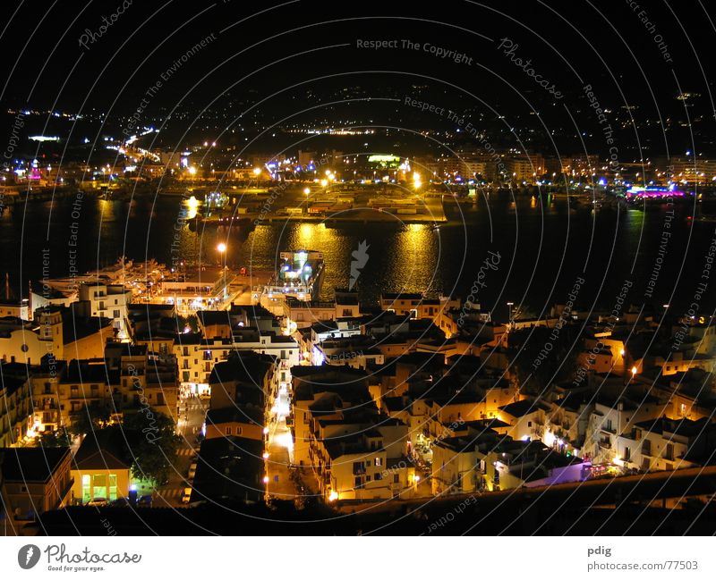 Ibiza by night Night Dark Harbour Light Water Lighting Street