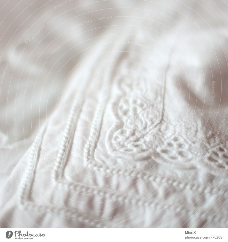 embroidered Bed Clean White Cleanliness Purity Lace Cushion Duvet Pillow Cotton Ornament Cloth pattern Textiles Colour photo Subdued colour Interior shot
