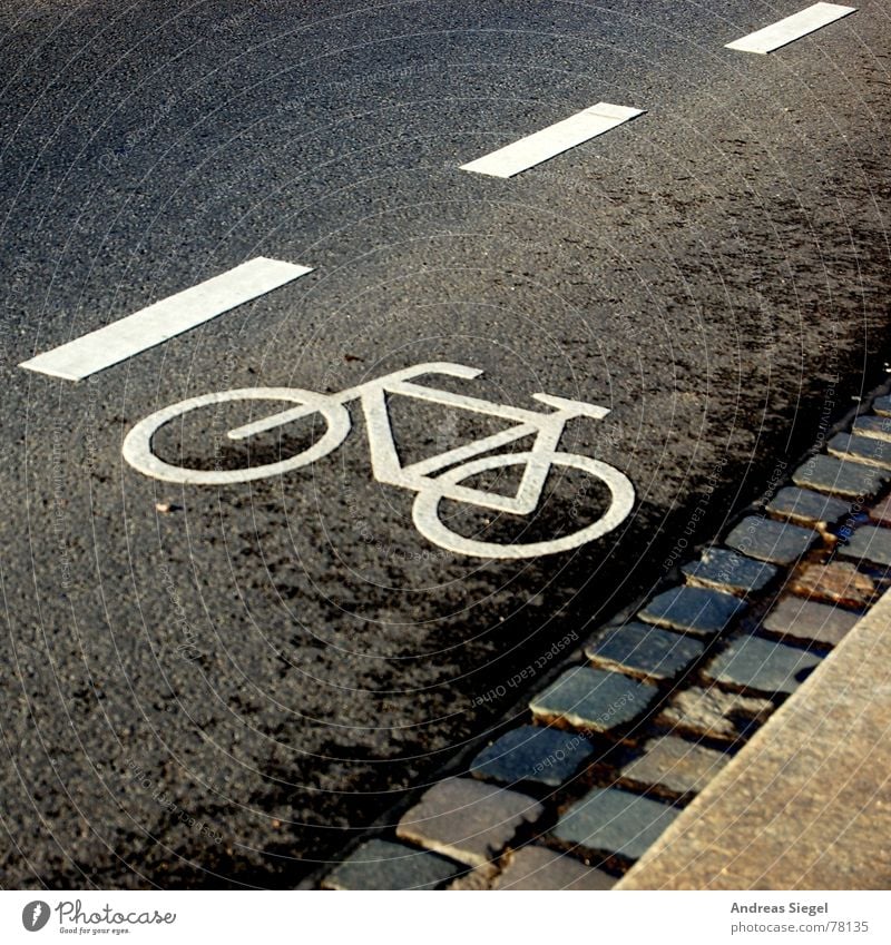 Cyclists here Cycle path Curbside Tracks Bicycle Asphalt Traffic lane Edge Traffic infrastructure Pavement Road traffic Street sign Transport Lanes & trails