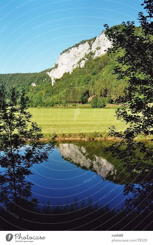 Upper Danube Reflection Summer River Water Rock Nature Blue