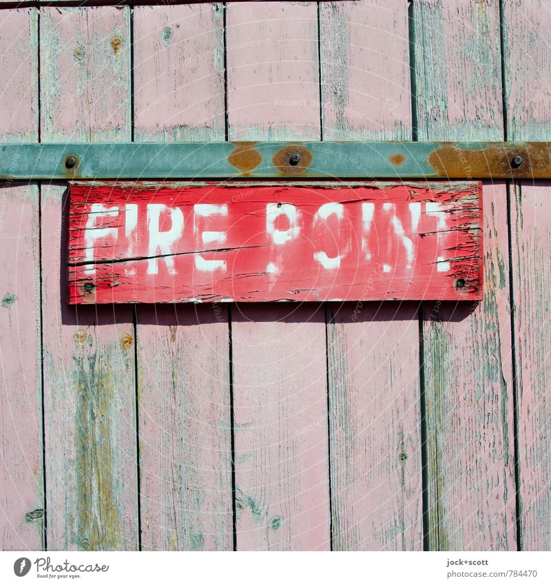 ceasefire Street art Wooden board Rust Signage Warning sign Word Focal point Handwriting Capital letter Simple Pink Red Dangerous Puzzle Weathered Fireplace