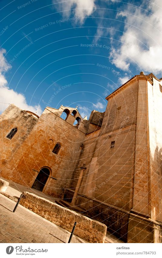 St. Titanic Sky Summer Beautiful weather Warmth Town Downtown Deserted Church Wall (barrier) Wall (building) Facade Door Tourist Attraction St. Andreu Esthetic