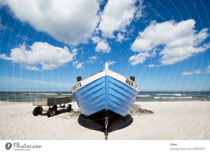 you seek the sea l HER12 Vacation & Travel Tourism Trip Freedom Beach Ocean Fishery Fishing boat Fisherman Elements Sand Water Sky Clouds Coast Baltic Sea