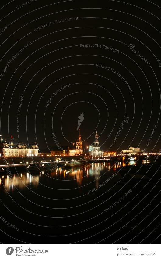 Dresden night skyline Elbufer Night Town Skyline Light River Elbe