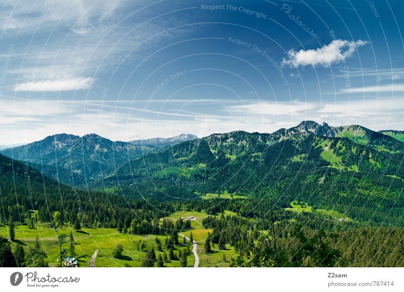 homeland Vacation & Travel Tourism Trip Hiking Environment Nature Landscape Sky Clouds Summer Beautiful weather Meadow Forest Alps Mountain Lake Tall Blue Green