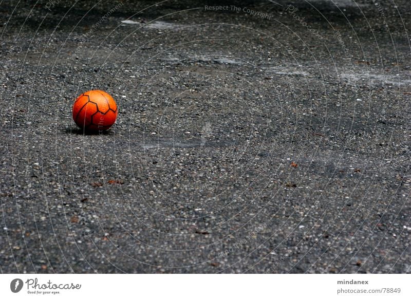 Play with me! Gray Red Playing Loneliness Gravel Parking lot Pebble Parking area Asphalt Leisure and hobbies Sports Ball Orange Empty Stone Street