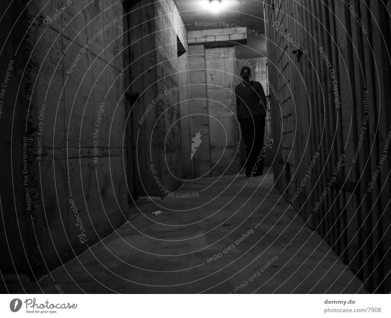 dirty Cellar Wood Concrete Man Dark Architecture Black & white photo Human being kaz