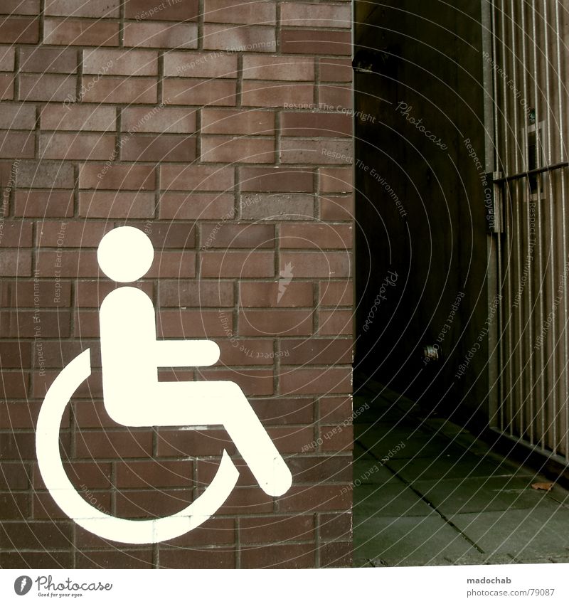 OBSTRUCTION Handicapped Disability friendly High-maintenance Wheelchair Alternative civilian service Icon Wall (barrier) Entrance Disadvantage Advantage Unfair